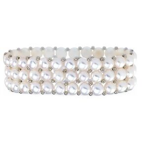 😍 Sterling Silver Cultured White Freshwater Pearl Stretch 7" Bracelet